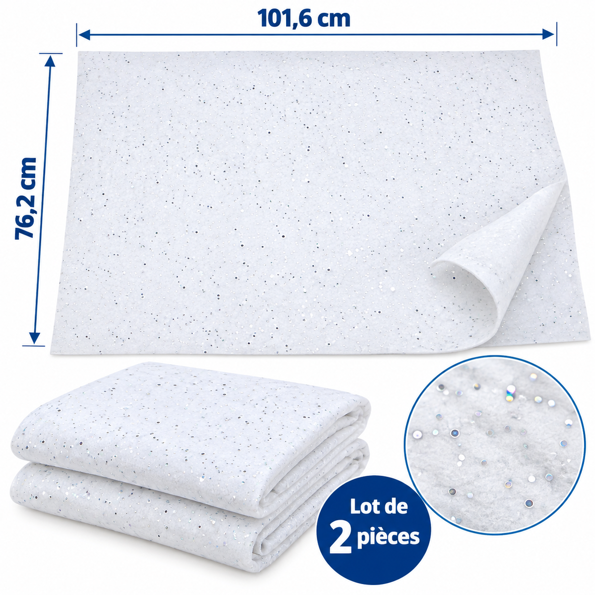 Lot de 2 Couvertures de Neige Artificielle Scintillante – 101 × 76 cm