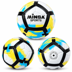 Ballon de Football Junior 6-9 ans MINSA SPORTS – 18 cm – Blanc, Noir, Jaune & Bleu