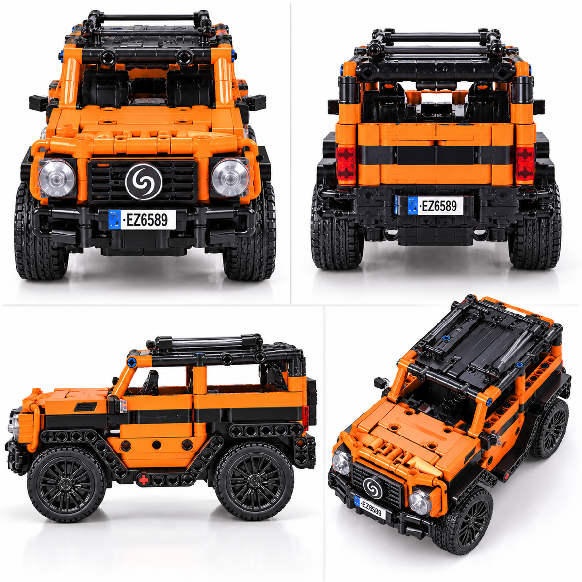 4x4 à Construire en Briques 12 x 11 x 22 cm – Véhicule Tout-Terrain Orange & Noir – 15 Ans+