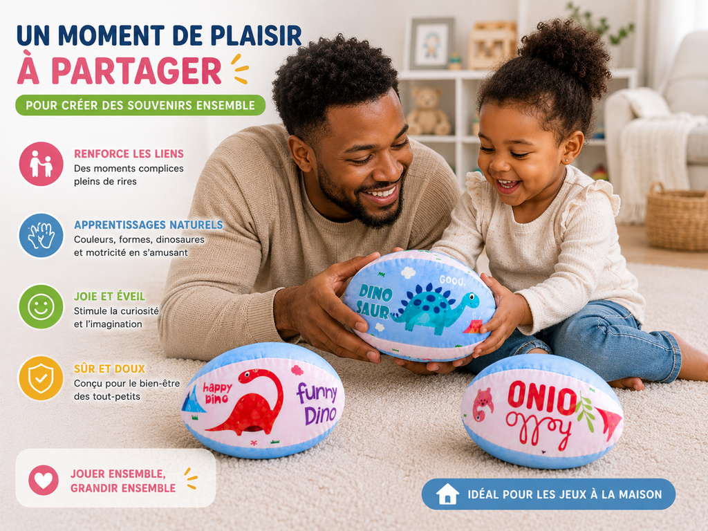 Lot de 3 Ballons Souples Dinosaure pour Bébé et Enfant – Jeu Sensoriel et Motricité