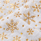 Jupe de Sapin de Noël Blanche 60 cm – Effet Fourrure & Flocons Dorés