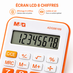 M&G Mini Calculatrice de Poche 8 Chiffres – Orange & Blanche