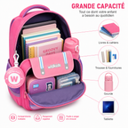 Sac à Dos Scolaire Enfant Wldkids Rose – Classes de CE & CM – Avec Trousse Ronde Amovible