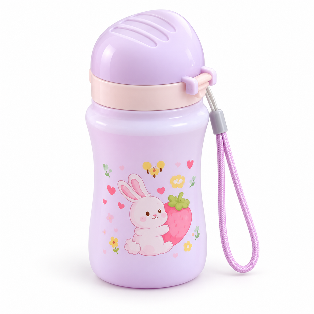 Set Lunch Box Compartimentée + Gourde 500 ml – Lapin Fraise Lilas