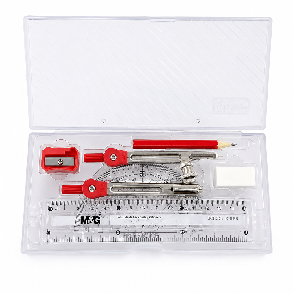 Coffret de géométrie M&G HARL1305 – Compas, règles et accessoires