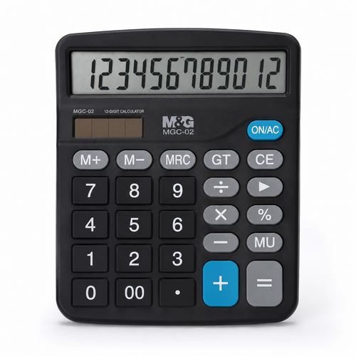 Calculatrice de bureau M&G MGC-614 – Grand écran 12 chiffres et double alimentation