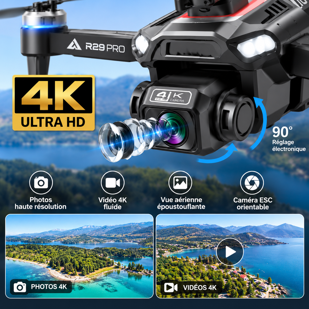 Drone R29 Pro GPS Pliable – Caméra 4K – Brushless – Double Batterie – Retour Automatique