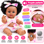 Poupée Bébé Fille 30 cm Parlante – Robe Fleurie & Cheveux Bouclés