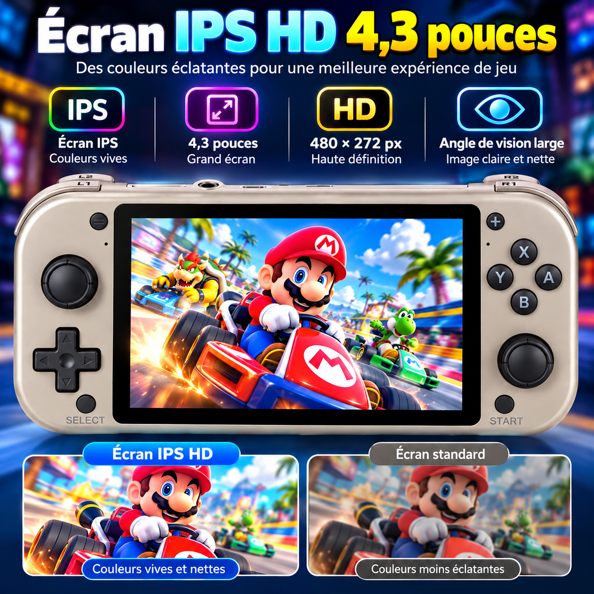Console de Jeu Portable M17 – Écran IPS 4,3" – 64 Go – Jeux Rétro