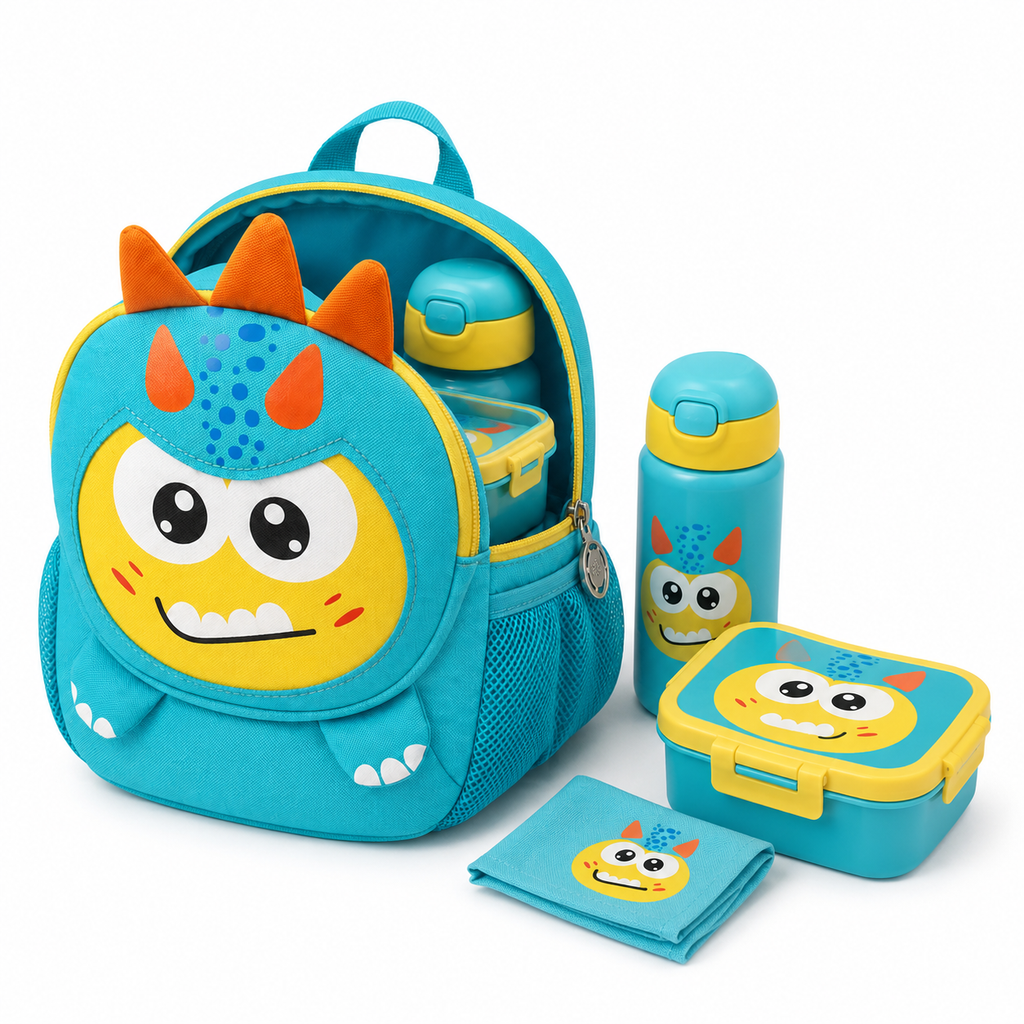 Sac à Dos Enfant Dinosaure Milai Duo - Bleu turquoise et Jaune – Maternelle – Compact, léger et mignon