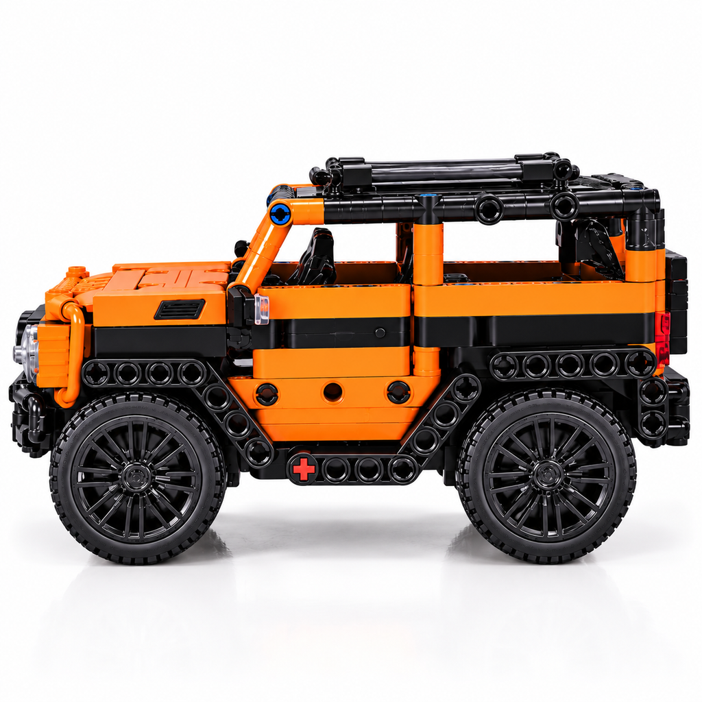 4x4 à Construire en Briques 12 x 11 x 22 cm – Véhicule Tout-Terrain Orange & Noir – 15 Ans+