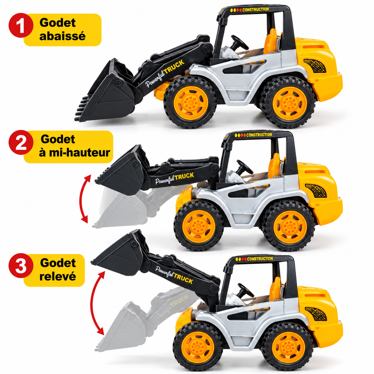 Chargeuse Bulldozer de Chantier Enfant avec Godet Mobile – 26 cm