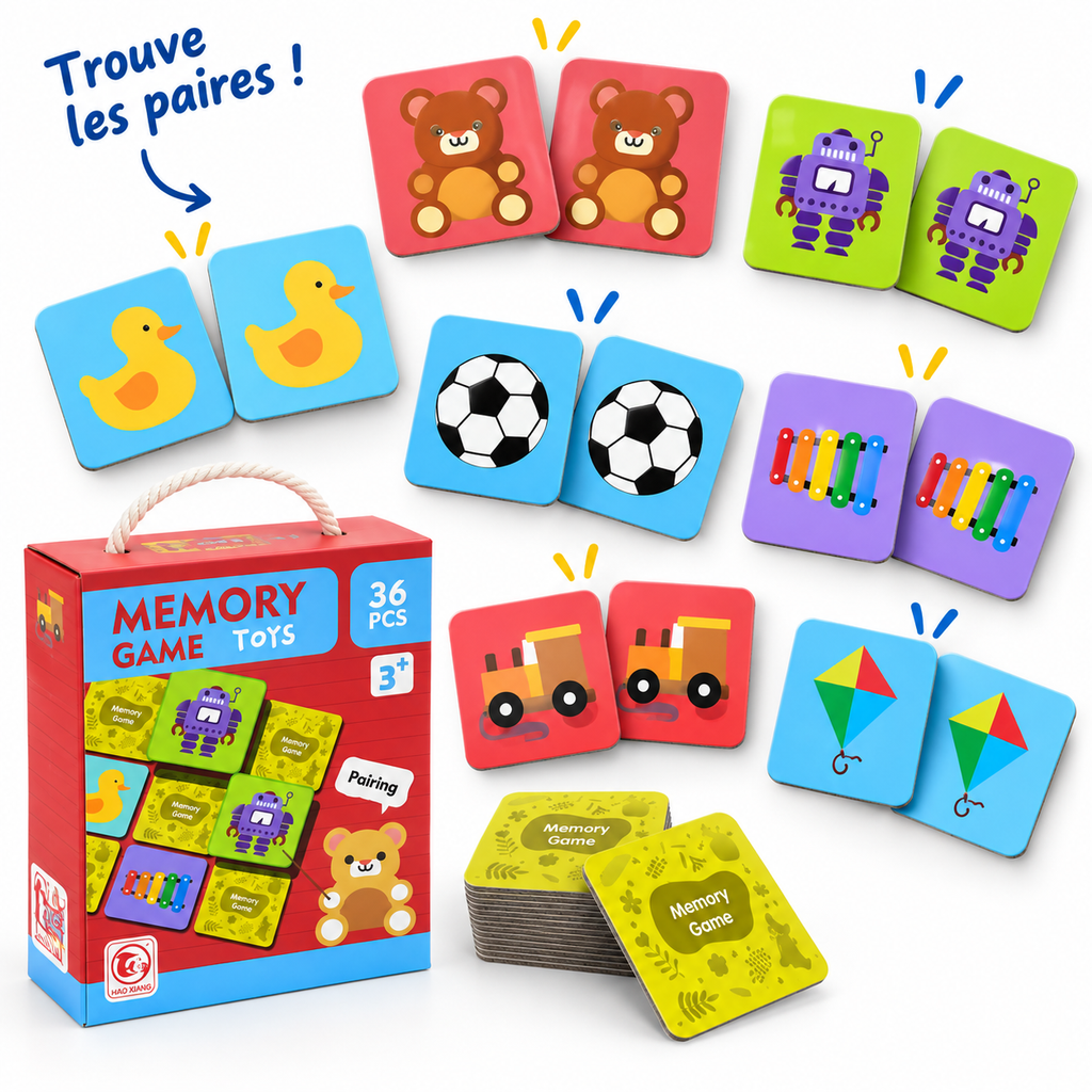 Jeu de Mémoire Enfant – 36 Cartes – Dès 3 Ans