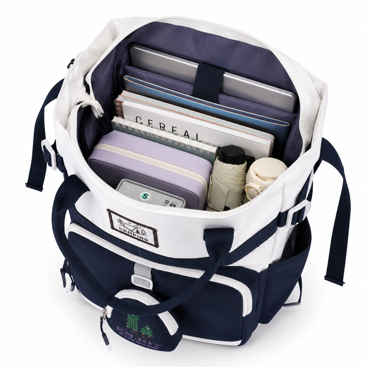 Sac à Dos Scolaire Fille Style Coréen - Bleu Blanc – Collège et Lycée