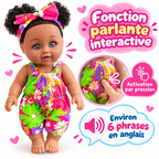 Poupée Bébé Fille Parlante 30 cm – Combinaison Fleurie Multicolore