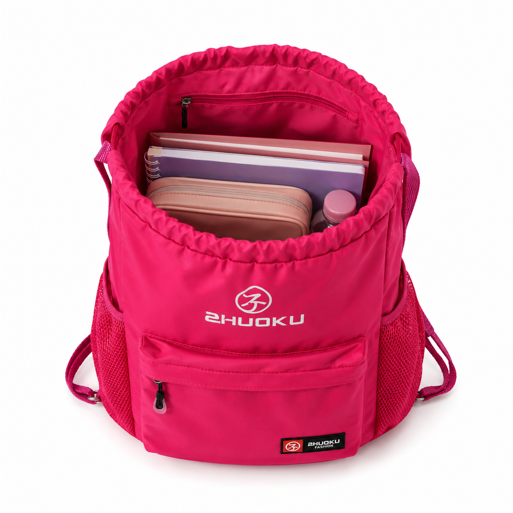 Sac à Dos à Cordon Rose Fuchsia 40 cm – Léger, Spacieux et Polyvalent