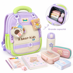 Sac à Dos Maternelle P.Bear Kids - Violet, Beige et Vert – 2 à 5 Ans