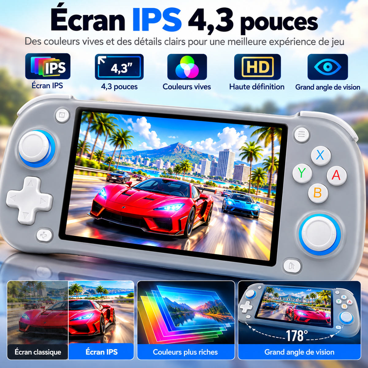 Console de Jeu Portable XF43 – Écran IPS 4,3" – 64 Go – 30+ Émulateurs