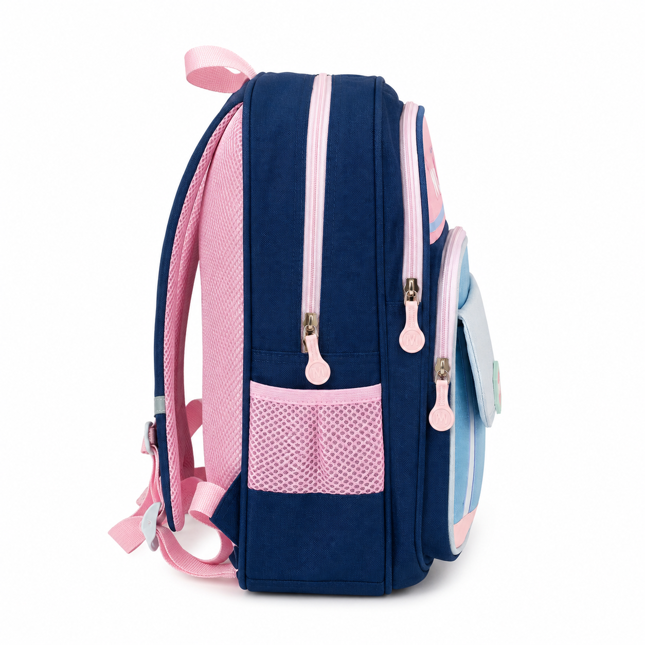 Sac à Dos Scolaire Enfant Lapin WLDA – Classes de CE & CM - Grande Capacité 41 × 30 × 16 cm – Bleu, Rose & Gris