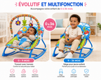 iBaby Transat Bébé Évolutif 2 en 1 avec Musique & Vibrations – Rose ou Bleu
