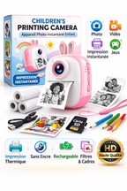 Appareil Photo Instantané Enfant avec Impression Thermique – Caméra HD 1080 P Double Objectif – Carte 32 GB Incluse