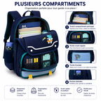 Sac à Dos Scolaire Enfant Dinosaure Bleu Classes de CM – Grande Capacité – Dos Respirant – Bretelles Rembourrées – Kidoo