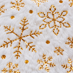Jupe de Sapin de Noël Blanche 60 cm – Effet Fourrure & Flocons Dorés