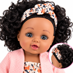 Poupée Bébé Fille Parlante 30 cm – Tenue Imprimée & Gilet Rose