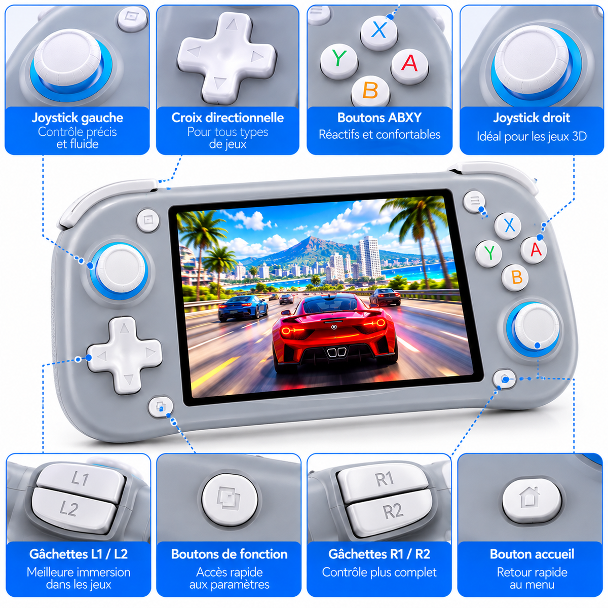 Console de Jeu Portable XF43 – Écran IPS 4,3" – 64 Go – 30+ Émulateurs