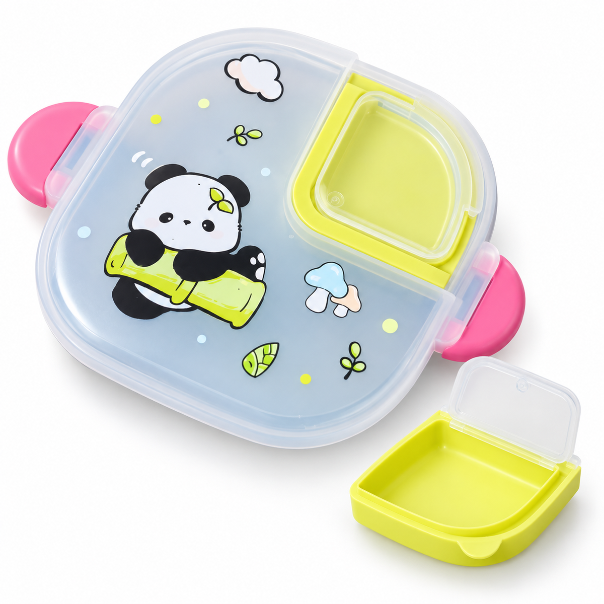 Set Lunch Box Compartimentée Panda Vert Menthe + Gourde 500 ml