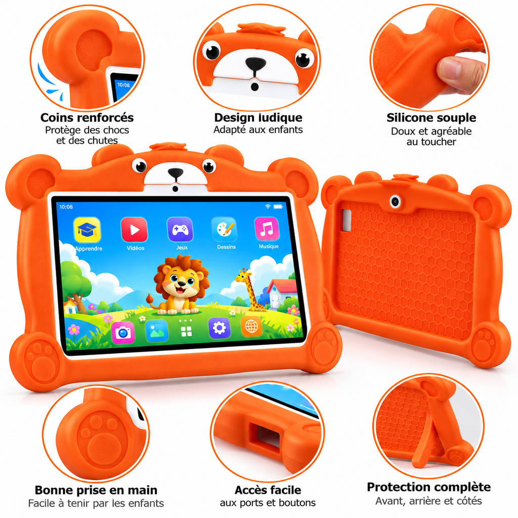 VIKUSHA Tablette Enfant  VK-17 10,1" Android avec Coque de Protection