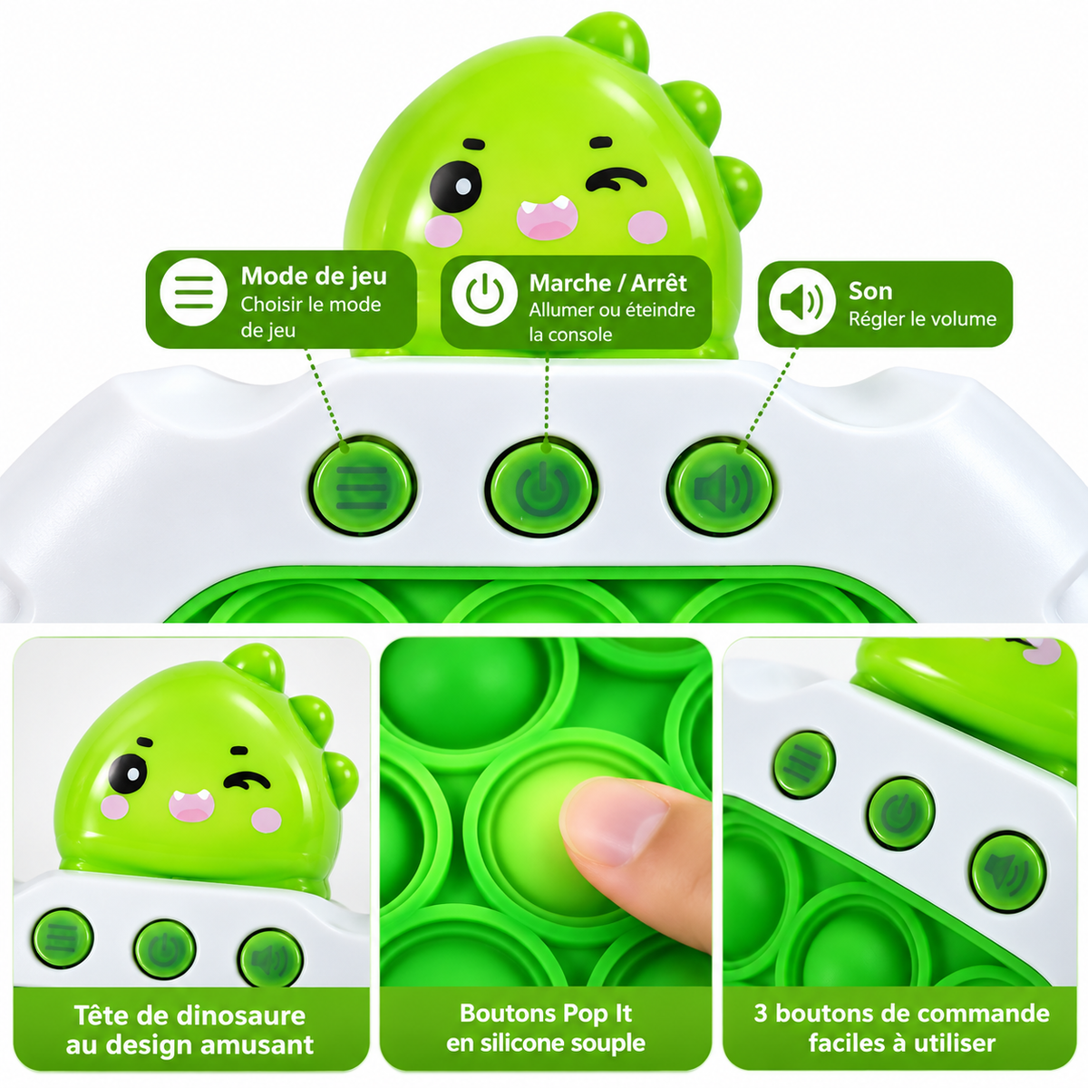 Console de Jeu Fast Push Pop It Dinosaure – 999 Niveaux – 7 Modes