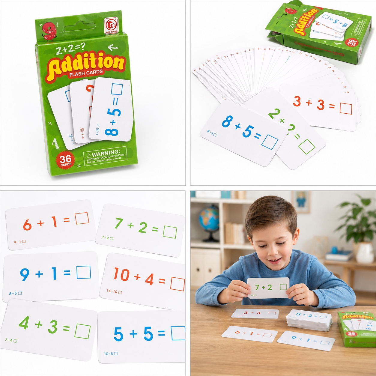 Cartes Éducatives d’Addition – 36 Flash Cards de Calcul pour Enfant