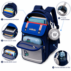 Sac à Dos Scolaire Enfant Wldkids Bleu - Classes de CE & CM – Grande Capacité avec Trousse Ronde Amovible