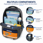 Sac à Dos Scolaire Enfant Dinosaure Classes de CM – Grande Capacité – Confort & Sécurité - Bleu