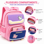 Sac à Dos Scolaire Fille Licorne Rose Classes de CM – Grande Capacité – Dos Respirant – Bretelles Rembourrées