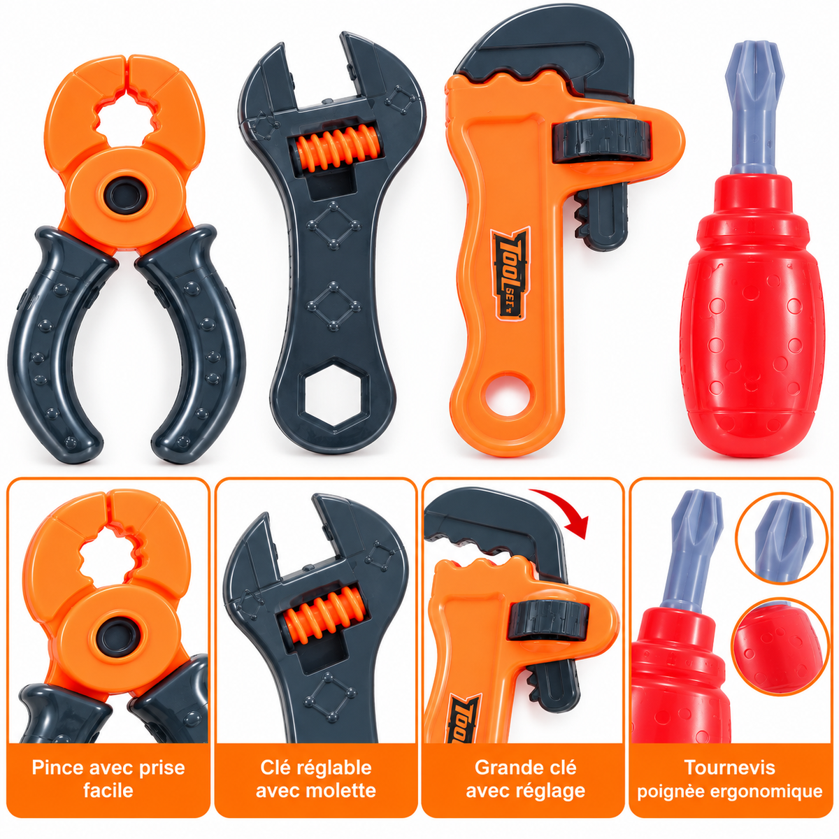 Set d’Outils Enfant avec Tigre Démontable – Jeu de Bricolage – 3 Ans+