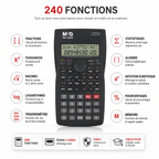 Calculatrice Scientifique M&G MOC-82MS – 240 Fonctions et Écran 2 Lignes
