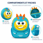 Sac à Dos Enfant Dinosaure Milai Duo - Bleu turquoise et Jaune – Maternelle – Compact, léger et mignon