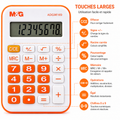 M&G Mini Calculatrice de Poche 8 Chiffres – Orange & Blanche