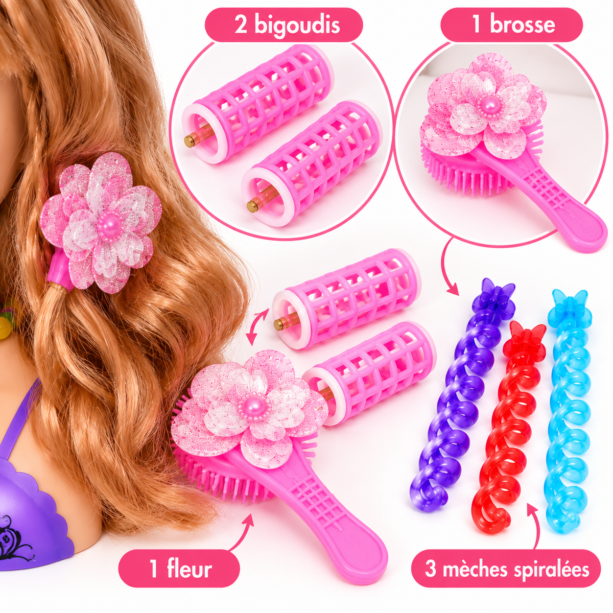Tête à Coiffer et à Maquiller avec Accessoires – 21 × 8 × 21 cm – Dès 3 Ans
