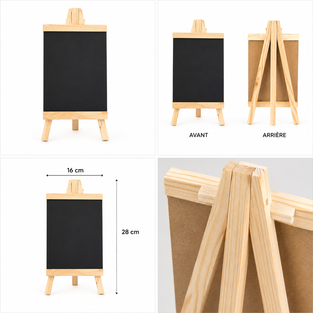 Motarro Mini Tableau Noir sur Chevalet en Bois – 16 × 28 cm