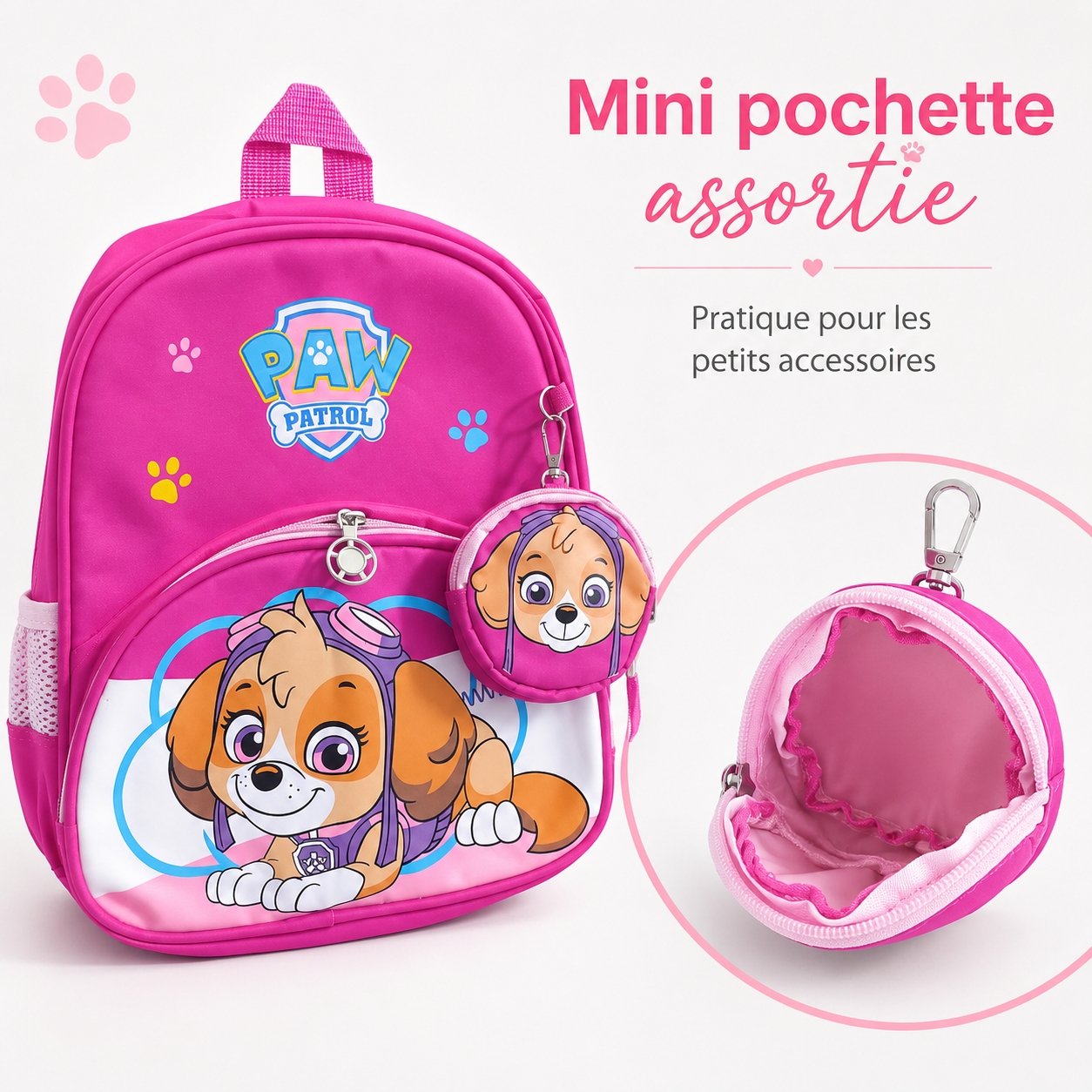 Sac à Dos Enfant Rose avec Mini Pochette – Modèle Fille Maternelle