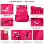 Sac à Dos à Cordon Rose Fuchsia 40 cm – Léger, Spacieux et Polyvalent