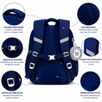 Sac à Dos Scolaire Enfant Wldkids Bleu - Classes de CE & CM – Grande Capacité avec Trousse Ronde Amovible