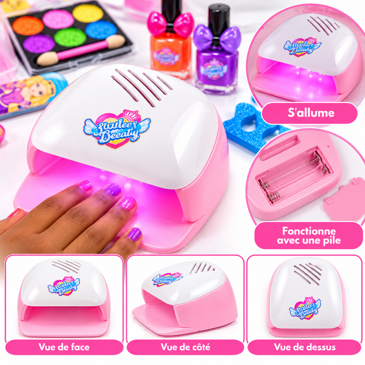 Coffret Beauté Enfant avec Lampe – Maquillage & Vernis Réels –  5 Ans+