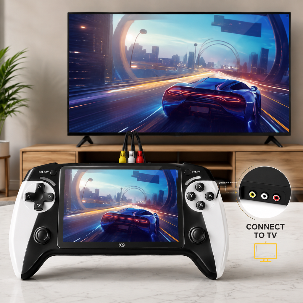 Console de Jeux Portable X9 – Écran 5,5" – Double Joystick – 8 Go – Extension TF jusqu’à 32 Go