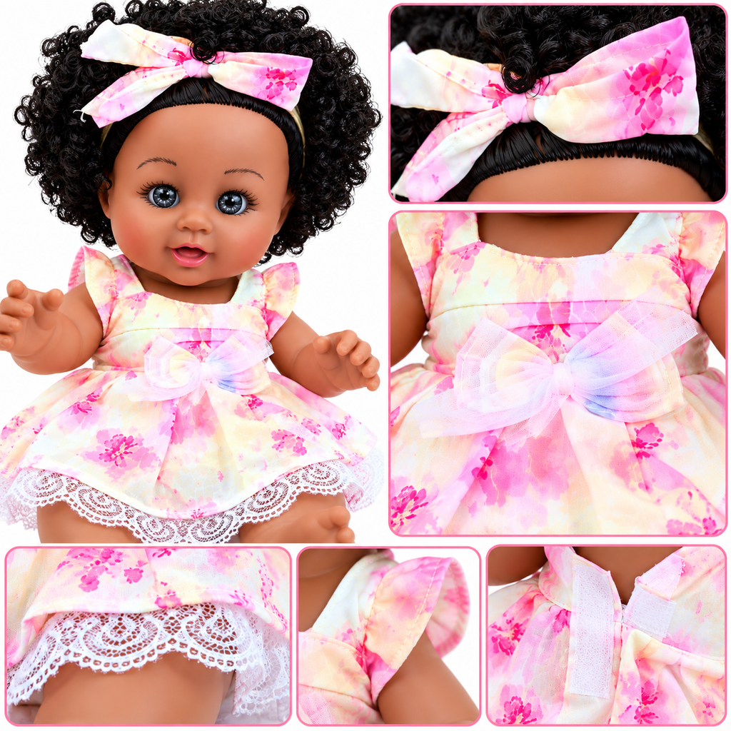 Poupée Bébé Fille 30 cm Parlante – Robe Fleurie & Cheveux Bouclés