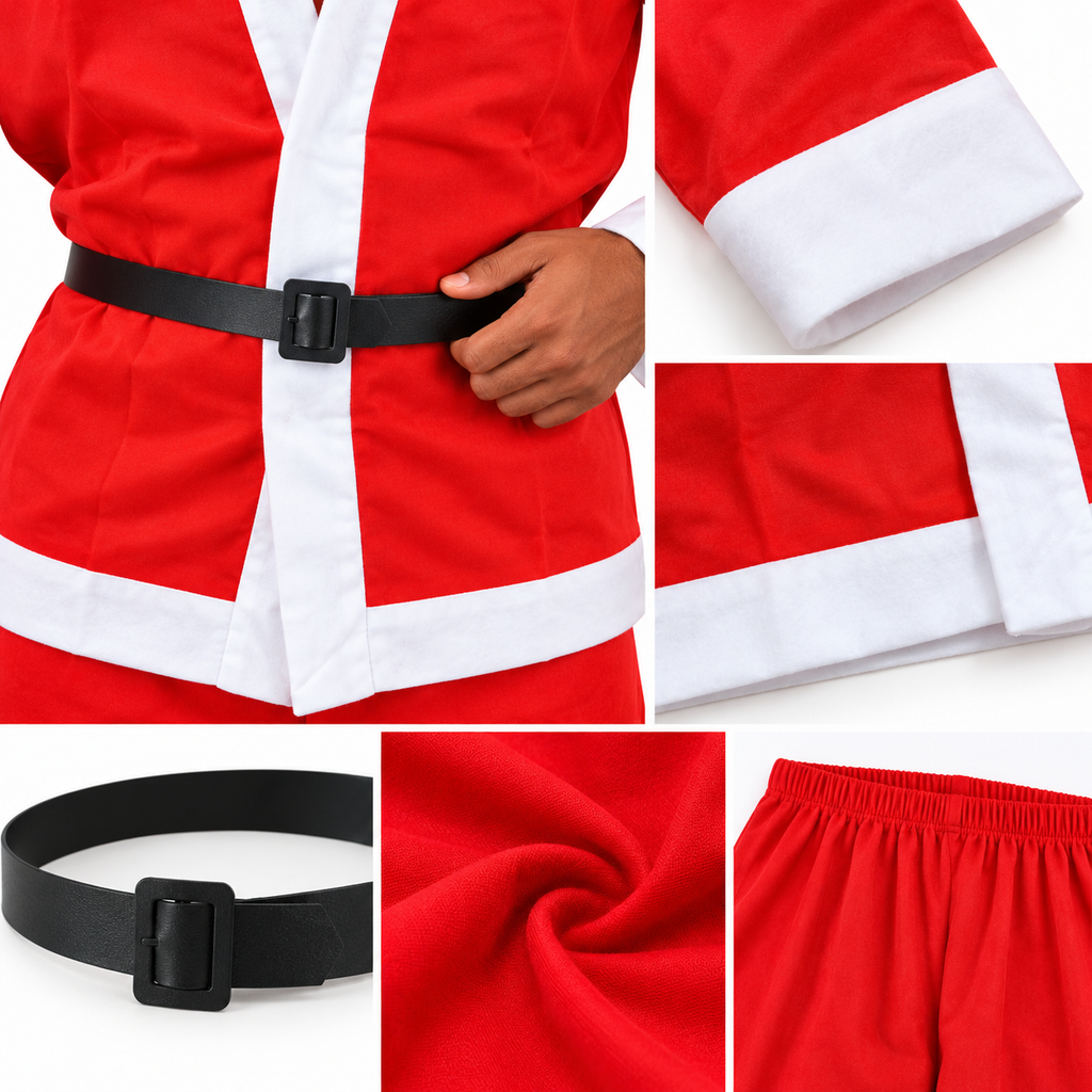 Costume Père Noël Adulte – 5 Pièces – Taille Unique – Rouge & Blanc