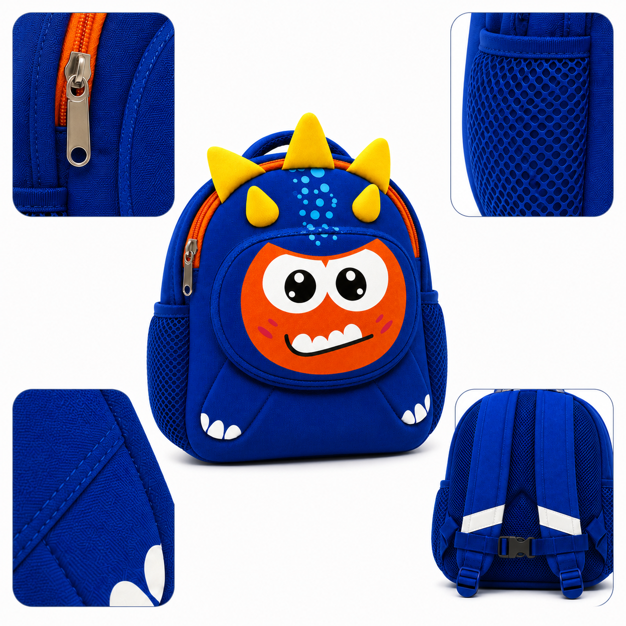 Sac à Dos Enfant Dinosaure Milai Duo - Bleu Roi & Orange – Léger et Compact pour la Maternelle